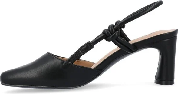 Journee Collection Women's Margeene Sling Back Covered Block Heel Pumps Black - Image 4