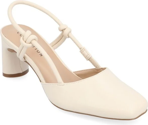 Journee Collection Women's Margeene Sling Back Covered Block Heel Pumps Black