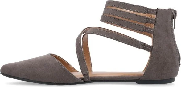 Journee Collection Women's Marlee Back Heel Zip Pointed Toe Cage Flats Taupe - Image 2