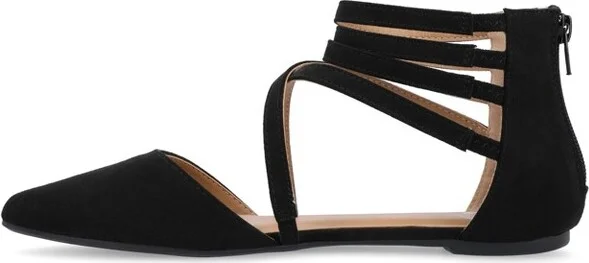 Journee Collection Women's Marlee Back Heel Zip Pointed Toe Cage Flats Taupe - Image 4