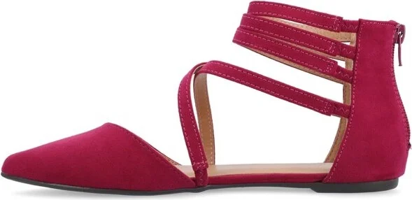 Journee Collection Women's Marlee Back Heel Zip Pointed Toe Cage Flats Taupe - Image 6