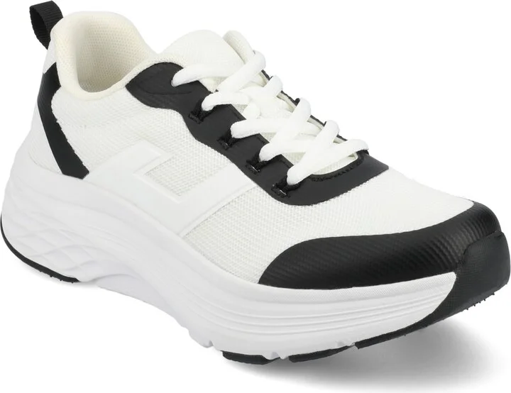 Journee Collection Women's Marshel Lace Up Jogger Sneakers - White, Black