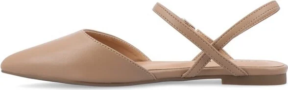 Journee Collection Women's Martine Narrow Width SuperNatural Shades Buckle Pointed Toe Flats, Mocha NW - Image 2