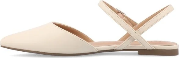 Journee Collection Women's Martine Narrow Width SuperNatural Shades Buckle Pointed Toe Flats, Mocha NW - Image 3