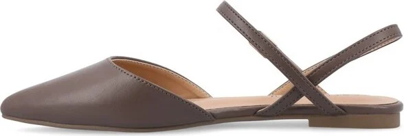 Journee Collection Women's Martine Narrow Width SuperNatural Shades Buckle Pointed Toe Flats, Mocha NW - Image 4