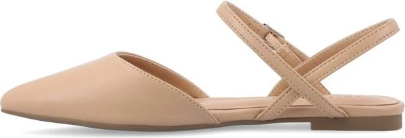 Journee Collection Women's Martine SuperNatural Shades Buckle Pointed Toe Flats, Shell 9.5WD - Image 4