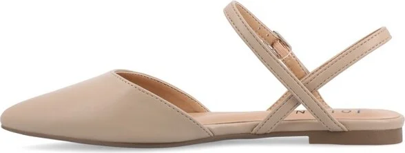Journee Collection Women's Martine SuperNatural Shades Buckle Pointed Toe Flats, Shell 9.5WD - Image 6