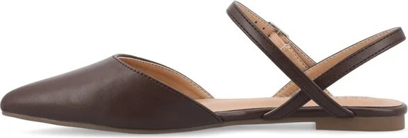 Journee Collection Women's Martine SuperNatural Shades Buckle Pointed Toe Flats, Shell 9.5WD - Image 8
