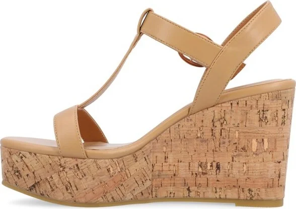 Journee Collection Women's Matildaa Buckle Platform Wedge Sandals Blue - Image 2