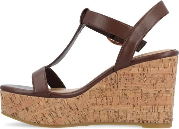 Journee Collection Women's Matildaa Buckle Platform Wedge Sandals Blue - Image 3