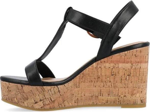 Journee Collection Women's Matildaa Buckle Platform Wedge Sandals Blue - Image 4