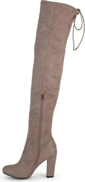 Journee Collection Women's Maya Block Heel Over The Knee Boots Taupe - Image 11