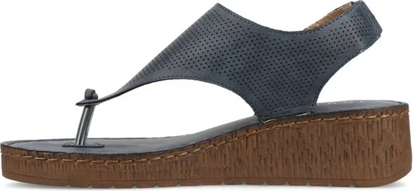 Journee Collection Women's Mckell Wedge Heel Buckle Sandals Blue - Image 5