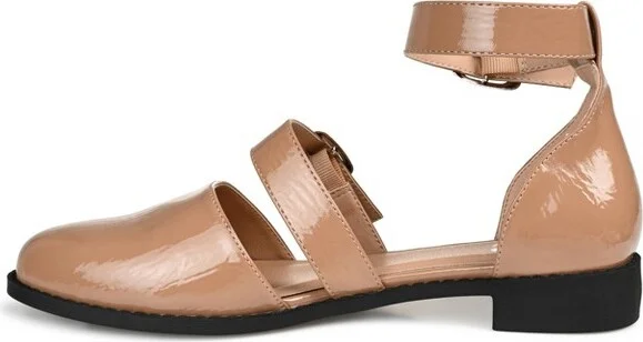 Journee Collection Women's Medium and Wide Width Constance Buckle Round Toe Mary Jane Flats, Blush - Image 5