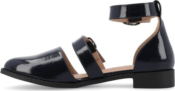 Journee Collection Women's Medium and Wide Width Constance Buckle Round Toe Mary Jane Flats, Blush - Image 9