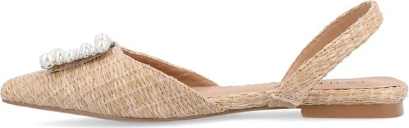 Journee Collection Women's Medium and Wide Width Hannae Sling Back Pointed Toe Flats, Beige - Image 3