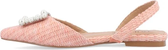Journee Collection Women's Medium and Wide Width Hannae Sling Back Pointed Toe Flats, Beige - Image 4
