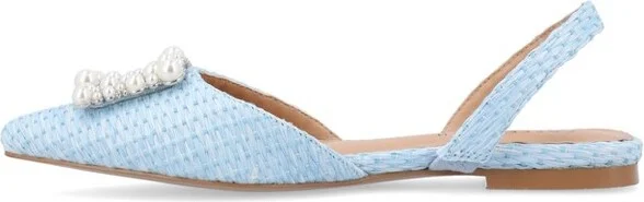 Journee Collection Women's Medium and Wide Width Hannae Sling Back Pointed Toe Flats, Beige - Image 7