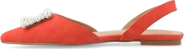 Journee Collection Women's Medium and Wide Width Hannae Sling Back Pointed Toe Flats, Beige - Image 8