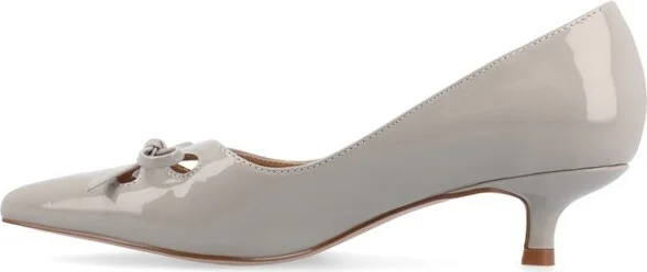 Journee Collection Women's Medium and Wide Width Lutana Pointed Toe Kitten Heel Pumps, Grey 7W - Image 2