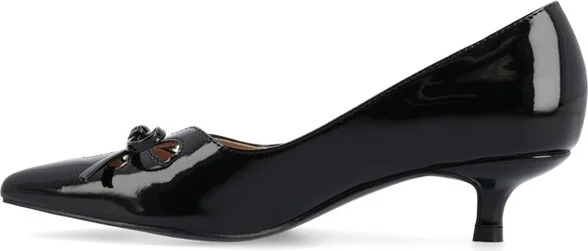 Journee Collection Women's Medium and Wide Width Lutana Pointed Toe Kitten Heel Pumps, Grey 7W - Image 3