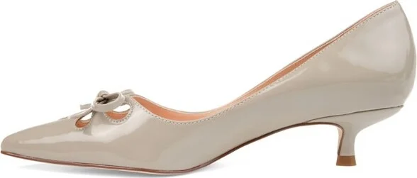 Journee Collection Women's Medium and Wide Width Lutana Pointed Toe Kitten Heel Pumps, Grey 7W - Image 5