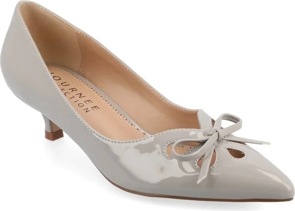 Journee Collection Women's Medium and Wide Width Lutana Pointed Toe Kitten Heel Pumps, Grey 7W