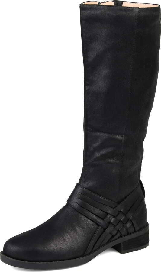 Journee Collection Women's Meg Stacked Heel Riding Boots - Black - 10