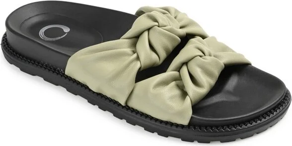 Journee Collection Women's Melanie Slide Flat Sandals Green