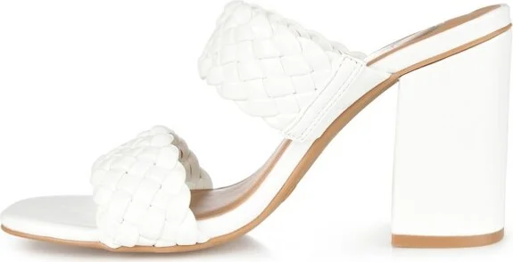 Journee Collection Women's Melissa Open Toe High Block Heel Pumps White - Image 6