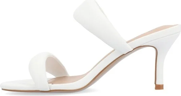 Journee Collection Women's Mellody Light Puff Strap Slip On Open Toe Pumps White - Image 2