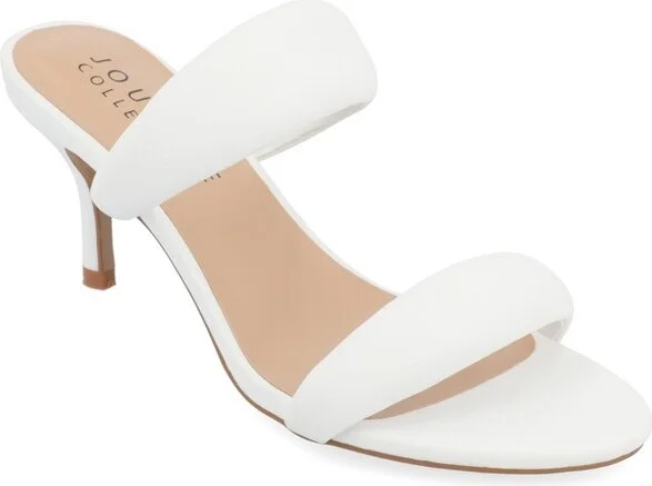 Journee Collection Women's Mellody Light Puff Strap Slip On Open Toe Pumps White