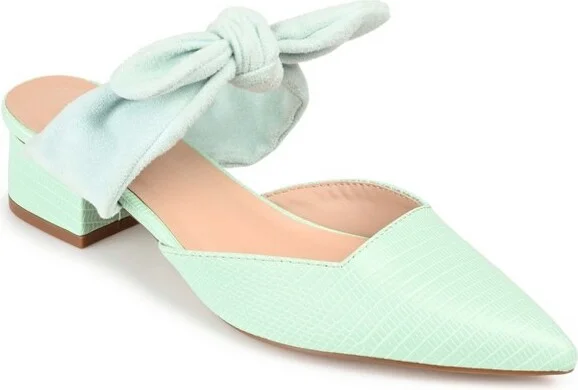 Journee Collection Women's Melora Slip On Pointed Toe Mules Flats Off White
