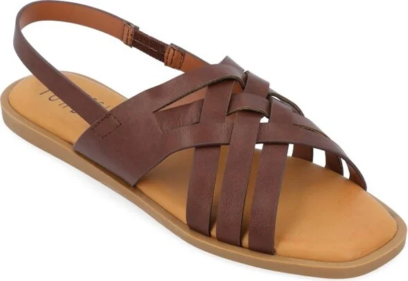 Journee Collection Women's Merrin Sling Back Flat Sandal Brown