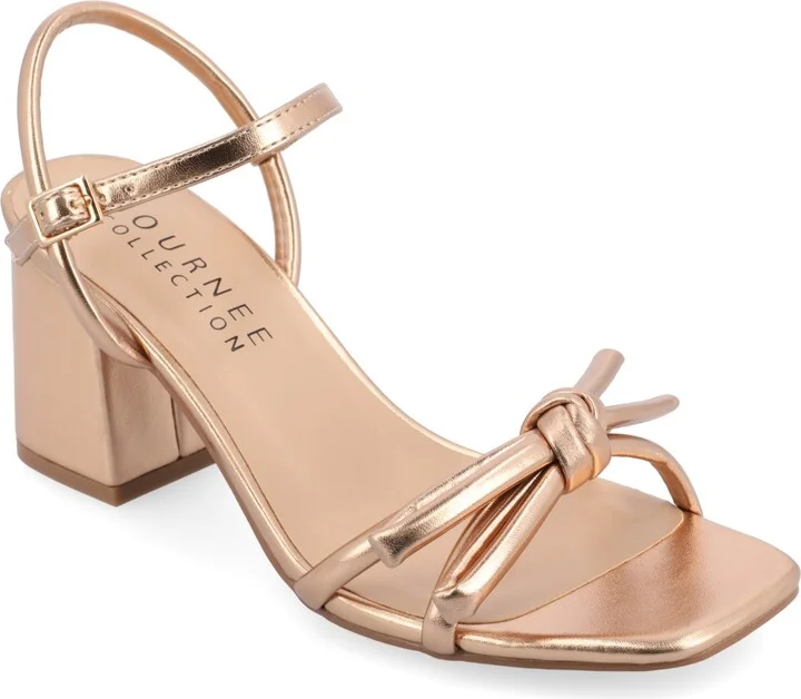 Journee Collection Women's Meryl Bow Block Heel Dress Sandals