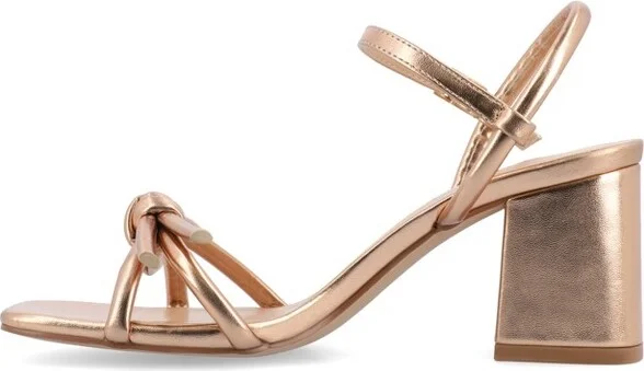 Journee Collection Women's Meryl Light Puff Strap Sandals, Champagne - Image 3