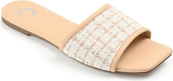 Journee Collection Women's Mikala Slide Low Block Heel Sandals Tan