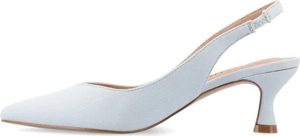 Journee Collection Women's Mikoa Kitten Heel Sling Back Pointed Toe Pumps Ivory - Image 3