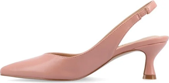 Journee Collection Women's Mikoa Kitten Heel Sling Back Pointed Toe Pumps Ivory - Image 5