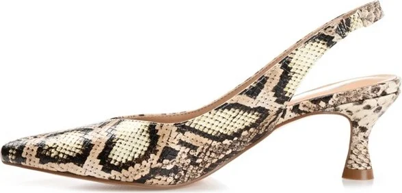 Journee Collection Women's Mikoa Kitten Heel Sling Back Pointed Toe Pumps Ivory - Image 7