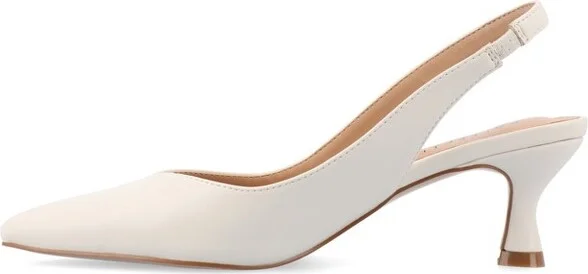 Journee Collection Women's Mikoa Kitten Heel Sling Back Pointed Toe Pumps Ivory - Image 8