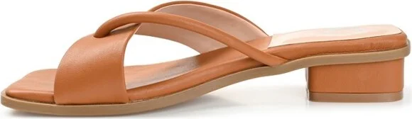Journee Collection Women's Mina Flip Flop Low Block Heel Sandals Coral - Image 3