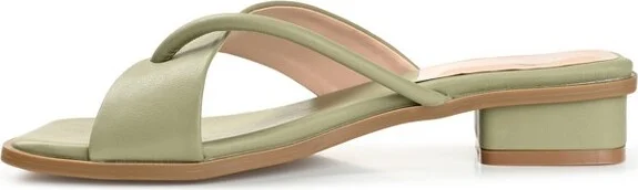 Journee Collection Women's Mina Flip Flop Low Block Heel Sandals Coral - Image 4