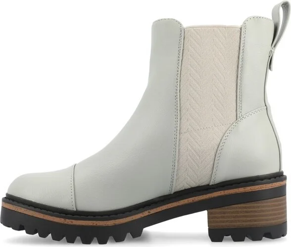 Journee Collection Women's Mirette Pull On Stacked Heel Booties Grey - Image 2