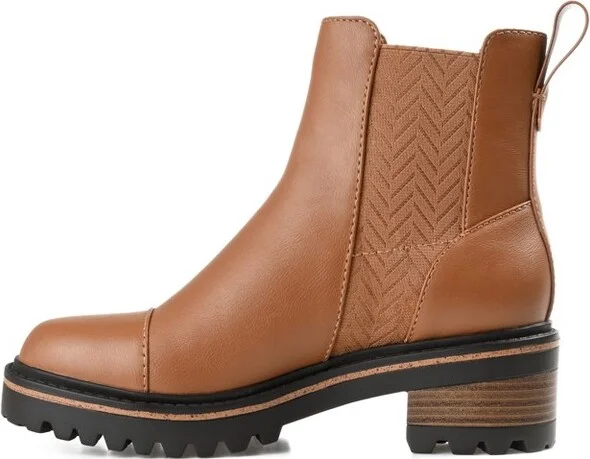 Journee Collection Women's Mirette Pull On Stacked Heel Booties Grey - Image 5
