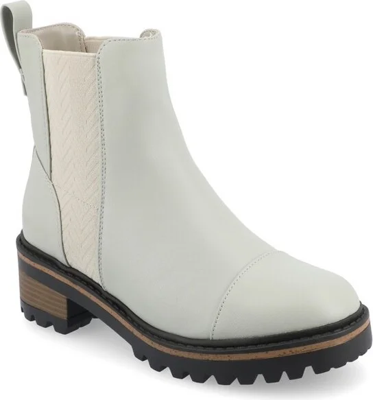 Journee Collection Women's Mirette Pull On Stacked Heel Booties Grey