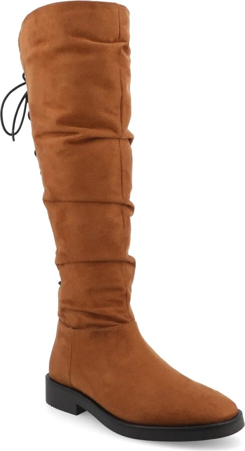 Journee Collection Women's Mirinda Rouched Stretch Knee High Boots
