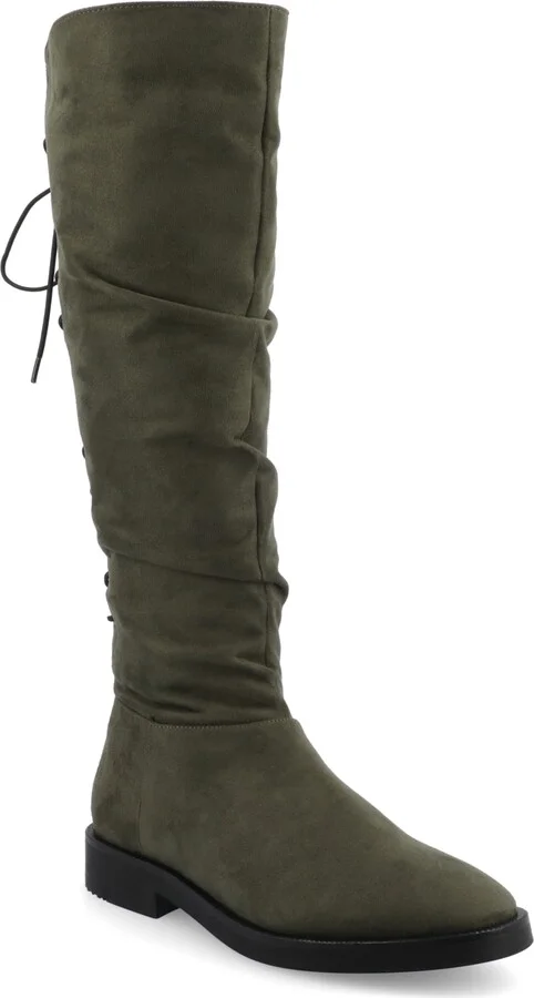 Journee Collection Women's Mirinda Wide Calf Rouched Stretch Knee High Boots