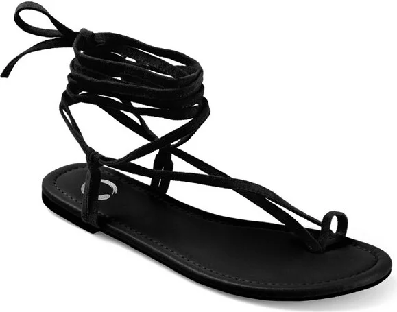 Journee Collection Womens Mischa Ankle Wrap Low Block Heel Sandals Black 6.5
