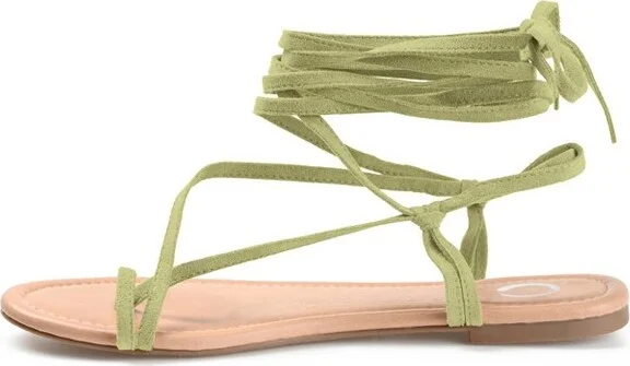 Journee Collection Womens Mischa Ankle Wrap Low Block Heel Sandals Olive 6 - Image 2